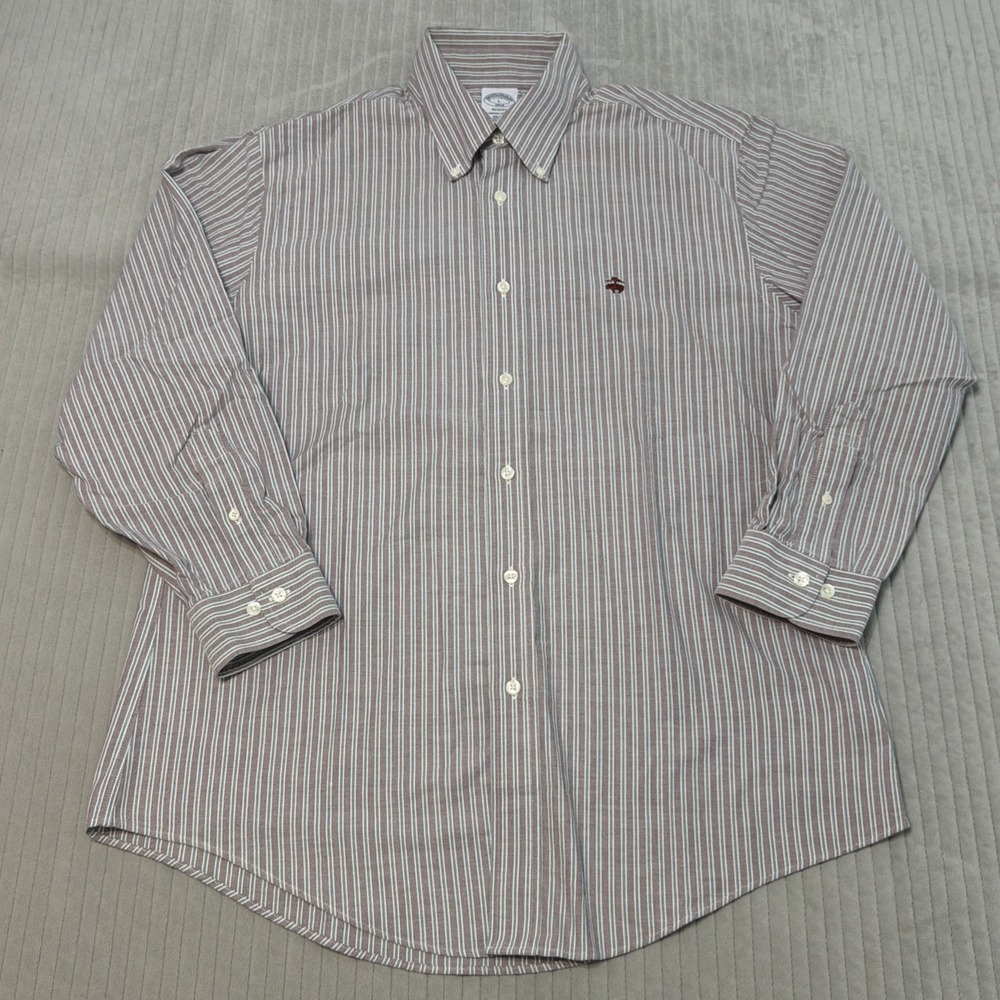 Brooks Brothers Regent Fit Non-Iron Stretch red/green/White Stripe Button-Down L